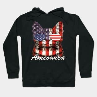 Cat Ameowica American Flag 4th Of July Patriotic Hoodie